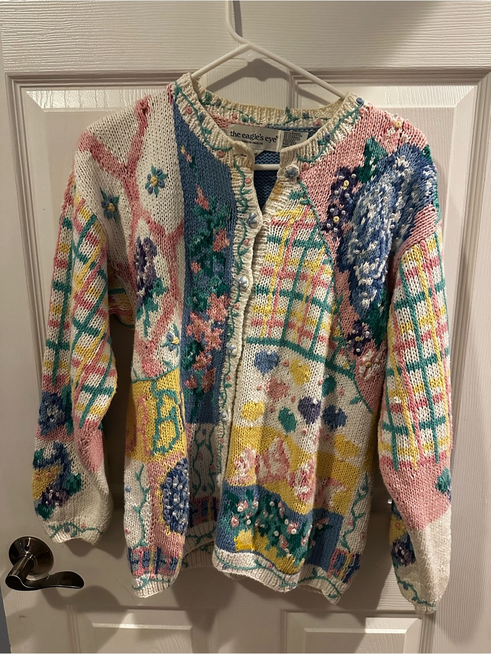 Vintage The Eagle’s Eye Women’s S Embellished Novelty Cardigan Grandmacore